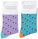 Ladies quality Bamboo 'Pooch' Dachshund in spotty coat design socks in Lilac or Blue