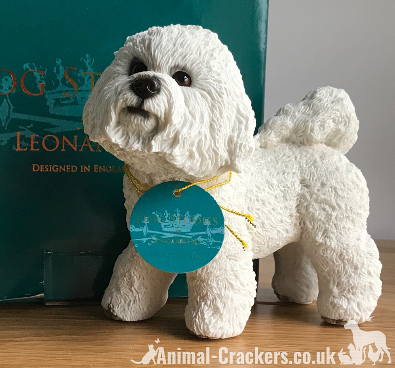 Bichon Frise ornament figurine quality lifelike Leonardo sculpture, gift boxed.