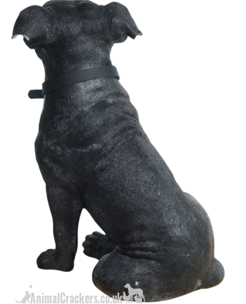 Extra large 26cm Black & White Staffy Staffordshire Bull Terrier ornament from the Leonardo 'Walkies' range