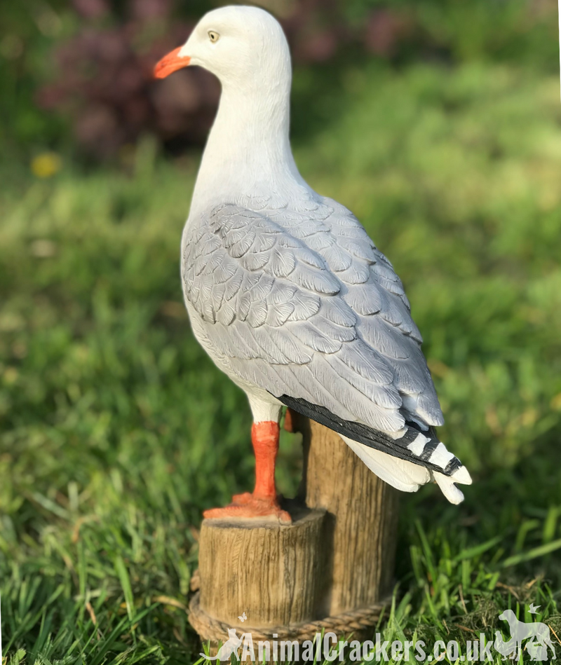 Seagull on post figurine indoor or outdoor ornament or nautical decoration