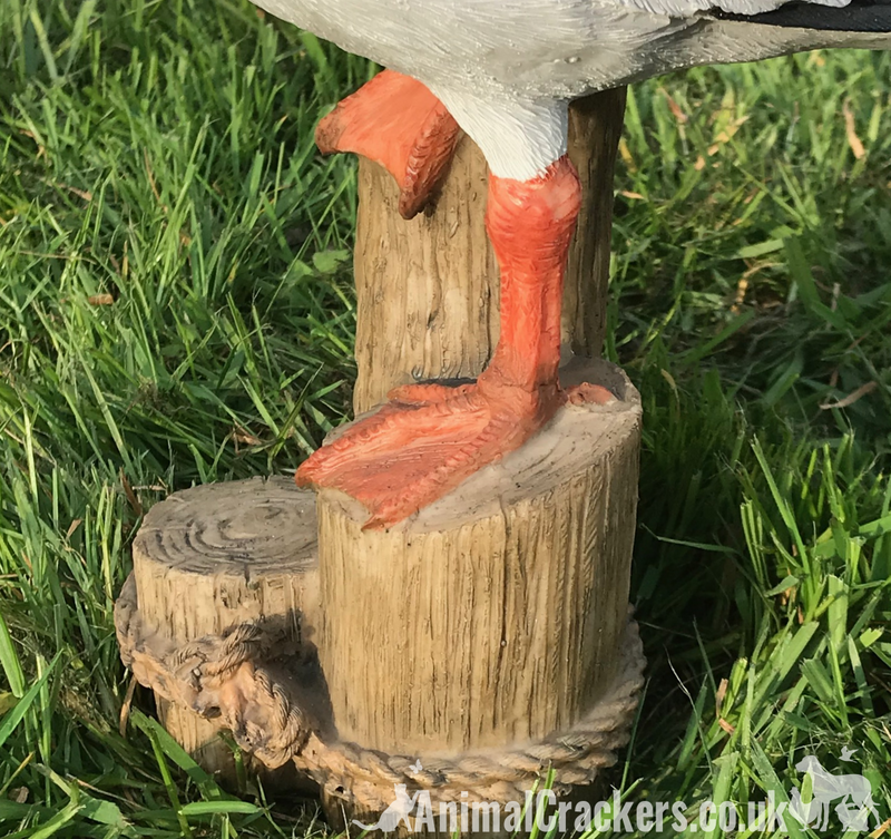 Seagull on post figurine indoor or outdoor ornament or nautical decoration