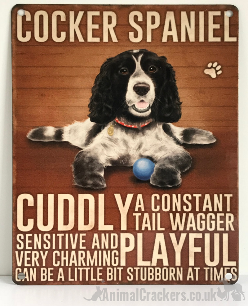 20cm metal vintage style Cocker Spaniel lover breed character hang sign plaque