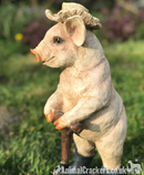 Large 40cm Pig in Wellies with spade ornament, quirky pig lover gardener decoration gift
