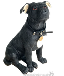 Extra large 26cm Black & White Staffy Staffordshire Bull Terrier ornament from the Leonardo 'Walkies' range
