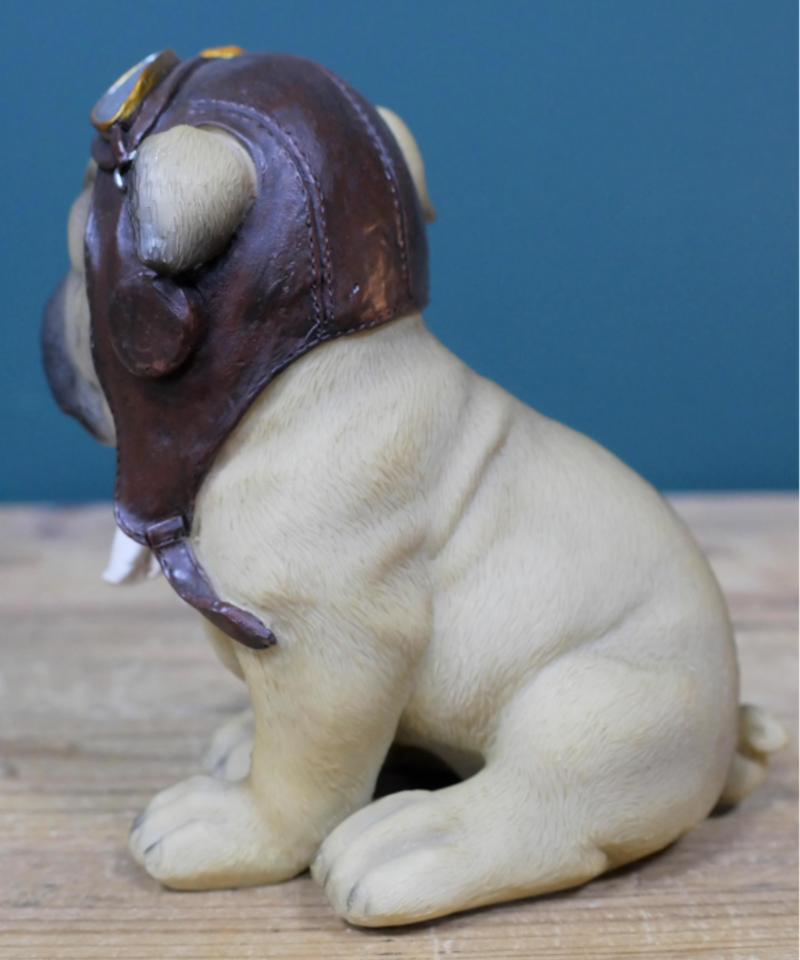 Pug Puppy Dog wearing Pilot hat & goggles ornament, novelty Dog lover gift