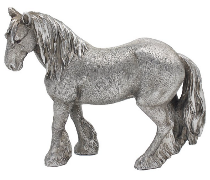 Heavy Horse Cob Shire type ornament figurine, part of the Leonardo Silver Reflections range, gift boxed