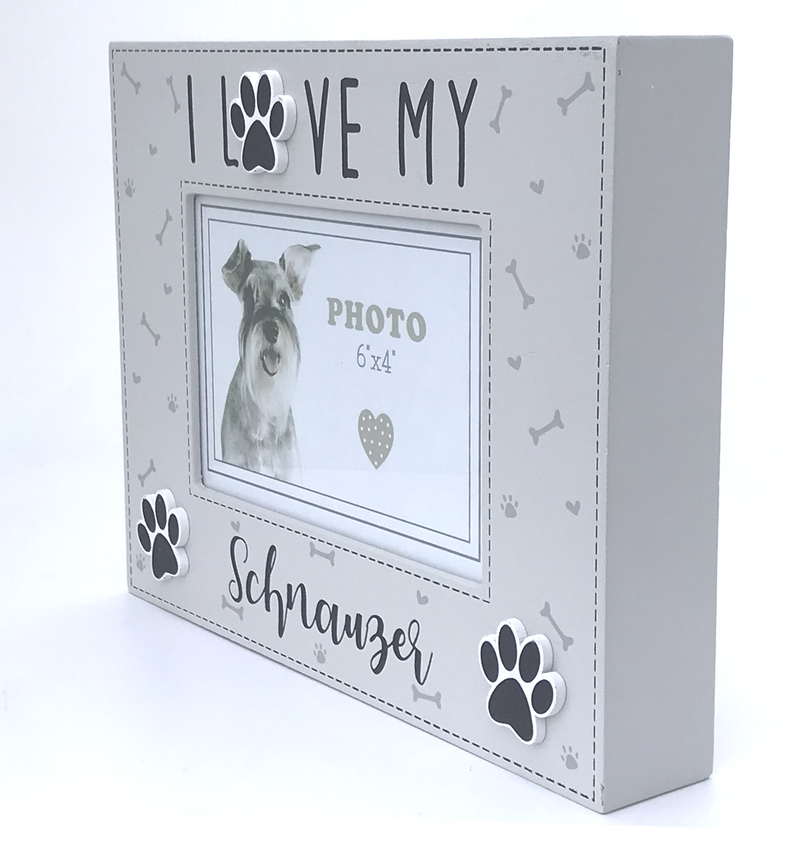 Schnauzer photo frame wooden box style picture holder, 6" x 4"