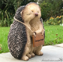 Holly & Harry Hugging Hedgehogs with removable Hedge-Hugs sign garden ornament decoration, novelty Hedgehog lover gift