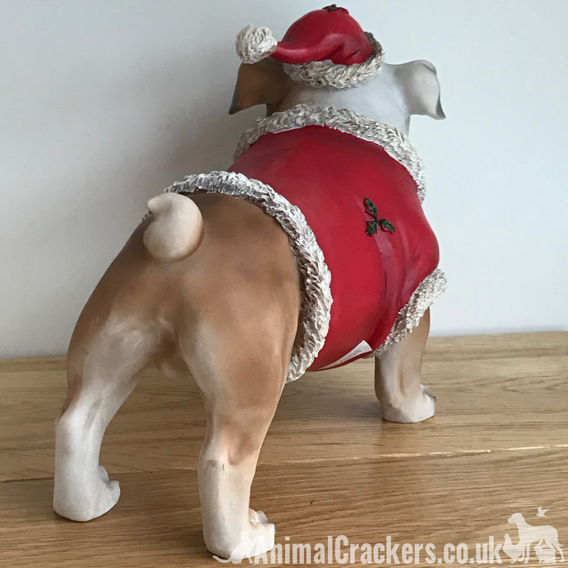 Large English British Bulldog Dog Christmas festive outfit ornament decoration