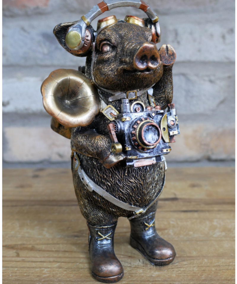 Quirky Steampunk Pig ornament, novelty decoration, great Pig lover gift
