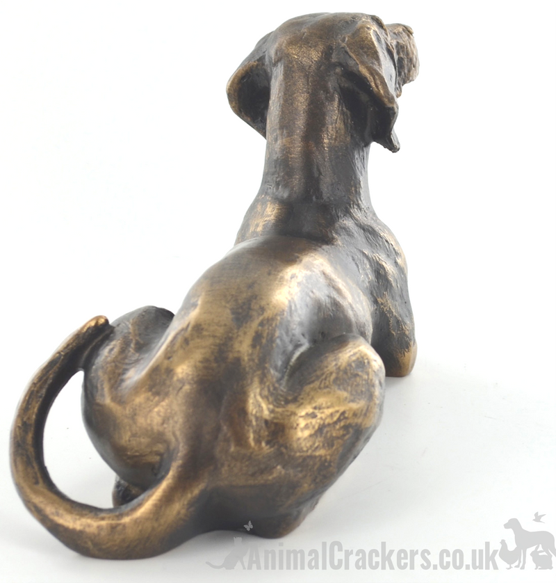 23cm Bronze effect laying Weimaraner ornament, figurine designed by Harriet Glen