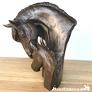 Cold cast bronze Mare & Foal Heads sculpture by David Geenty, fabulous Horse or Pony lover gift, a real statement piece