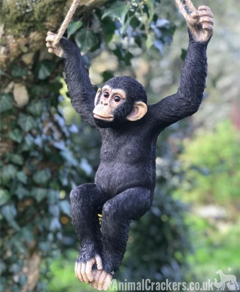 44cm rope swinging Climbing Monkey garden ornament decoration chimp lover gift