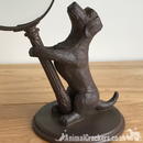 Bronze effect Dog holding magnifying glass ornament sculpture dog lover gift