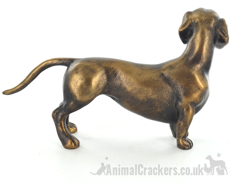 18cm Bronze effect Dachshund ornament figurine, Sausage Dog lover gift