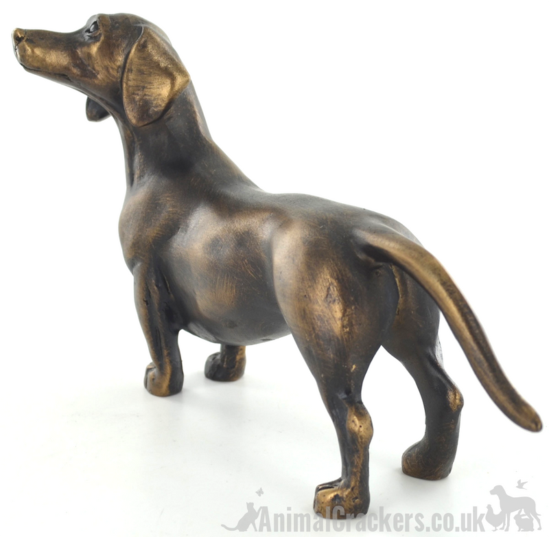 18cm Bronze effect Dachshund ornament figurine, Sausage Dog lover gift