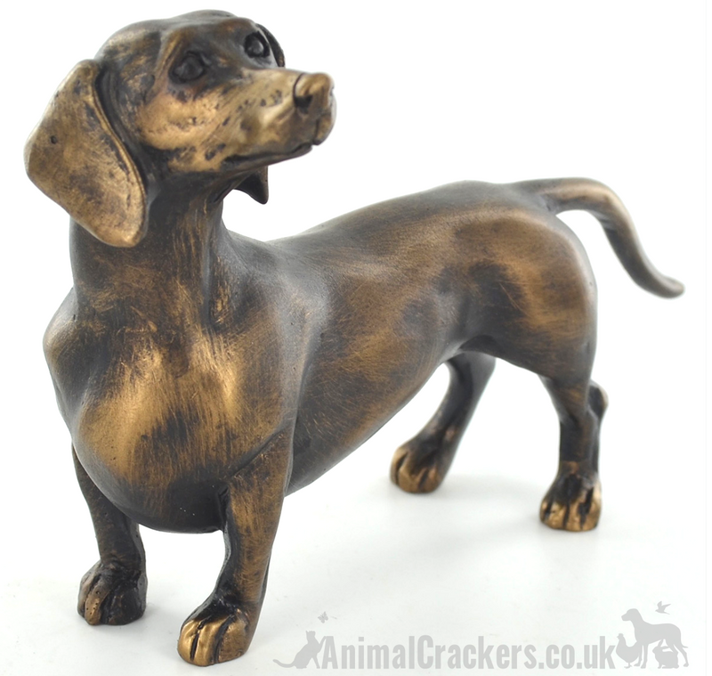 18cm Bronze effect Dachshund ornament figurine, Sausage Dog lover gift