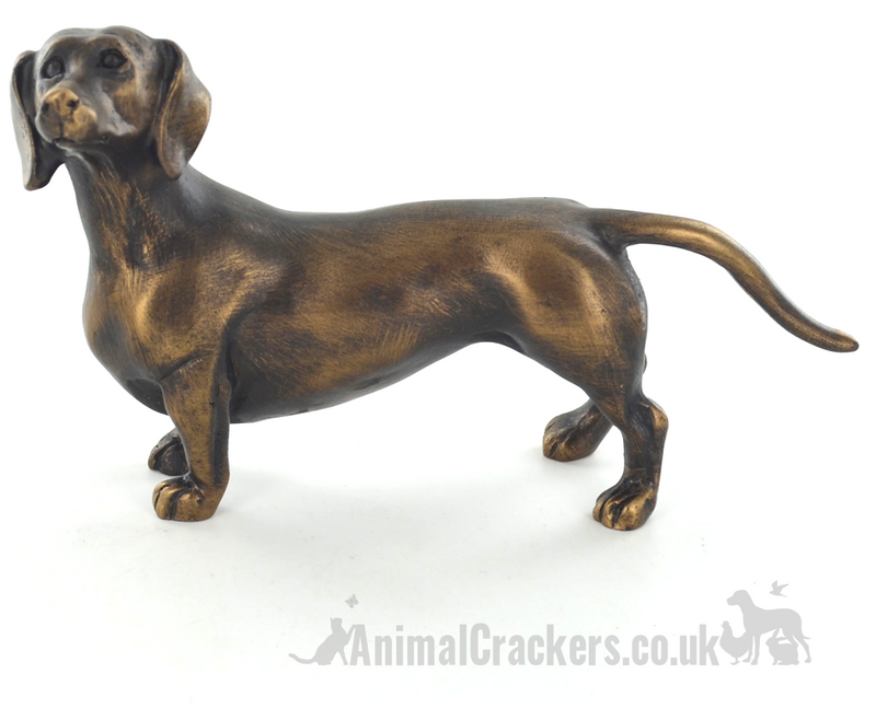 18cm Bronze effect Dachshund ornament figurine, Sausage Dog lover gift