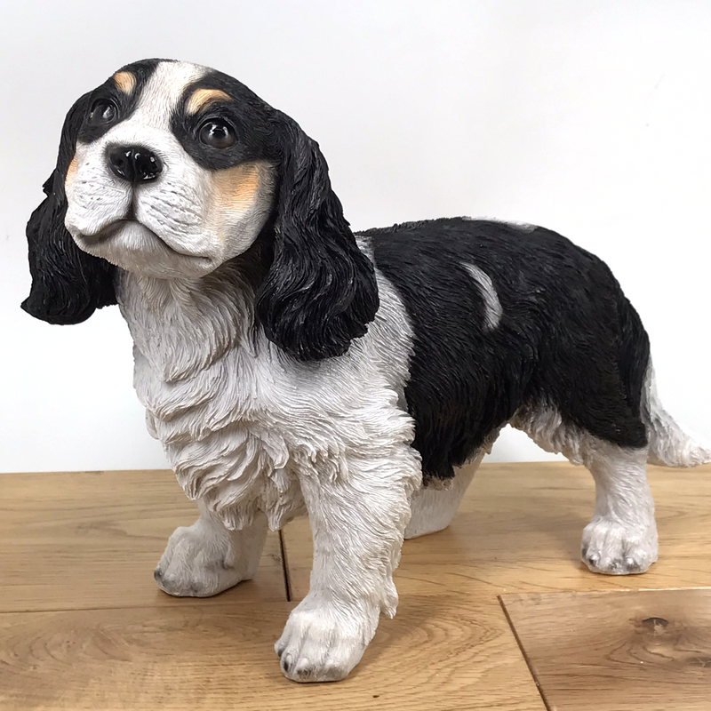 Cavalier King Charles Spaniel figurine, large & heavy weight for home or garden