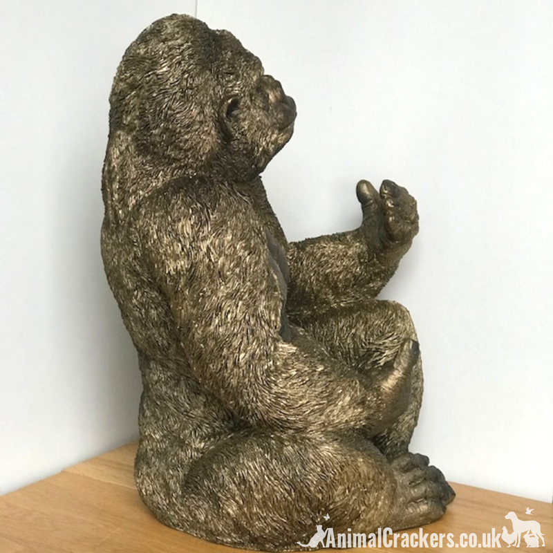 Bronze effect Gorilla Wine Bottle Holder ornament decoration, monkey lover gift