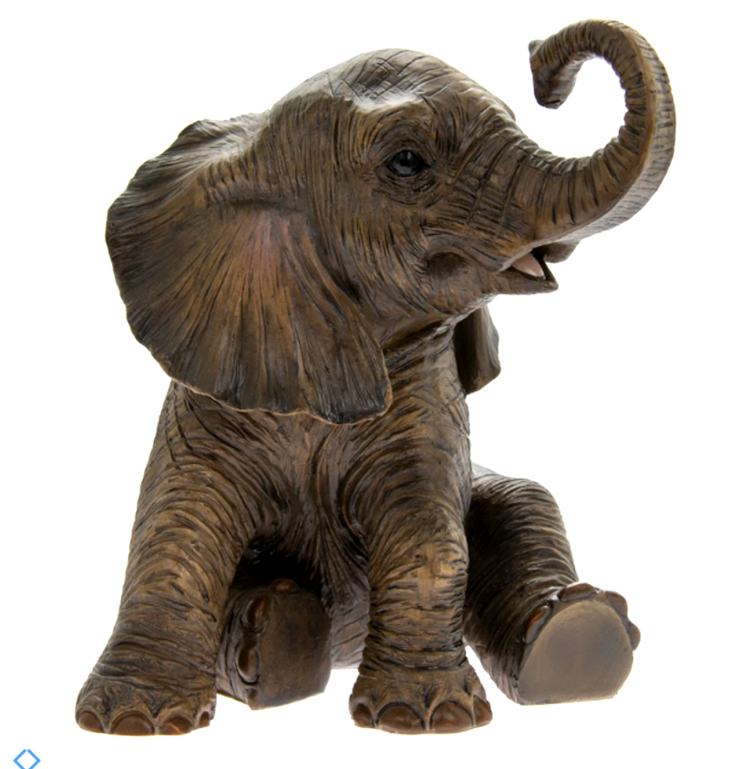 Sitting Elephant Calf ornament from the Leonardo 'Out of Africa' range, gift boxed