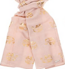 Ladies lightweight gold foil Elephant print ladies Scarf Sarong in choice of colours