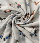 Ladies lightweight pastel pink or grey 'Dachshund in Stripy coat' design Scarf