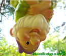 Large Gnome with Purple hat, swinging upside down on a rope novelty garden ornament