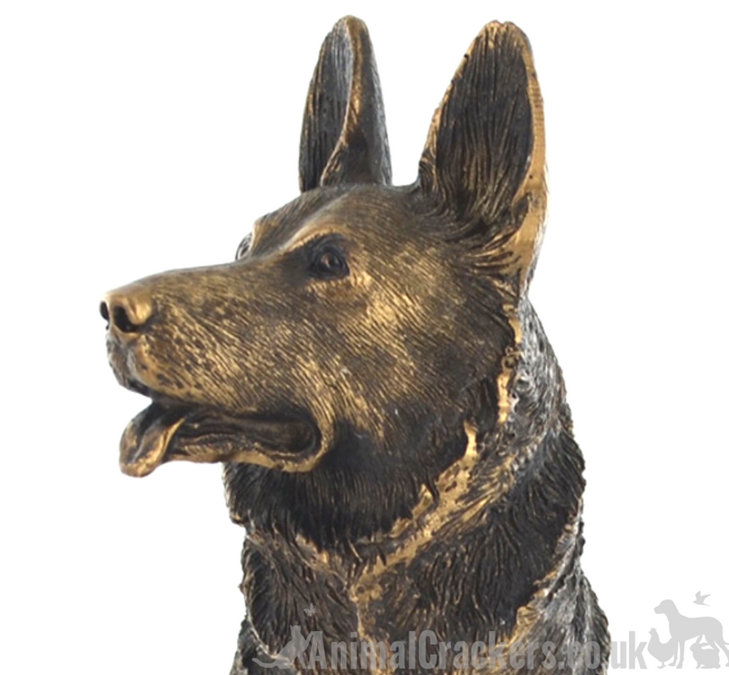 16cm German Shepherd bronze effect ornament figurine Alsatian lover gift