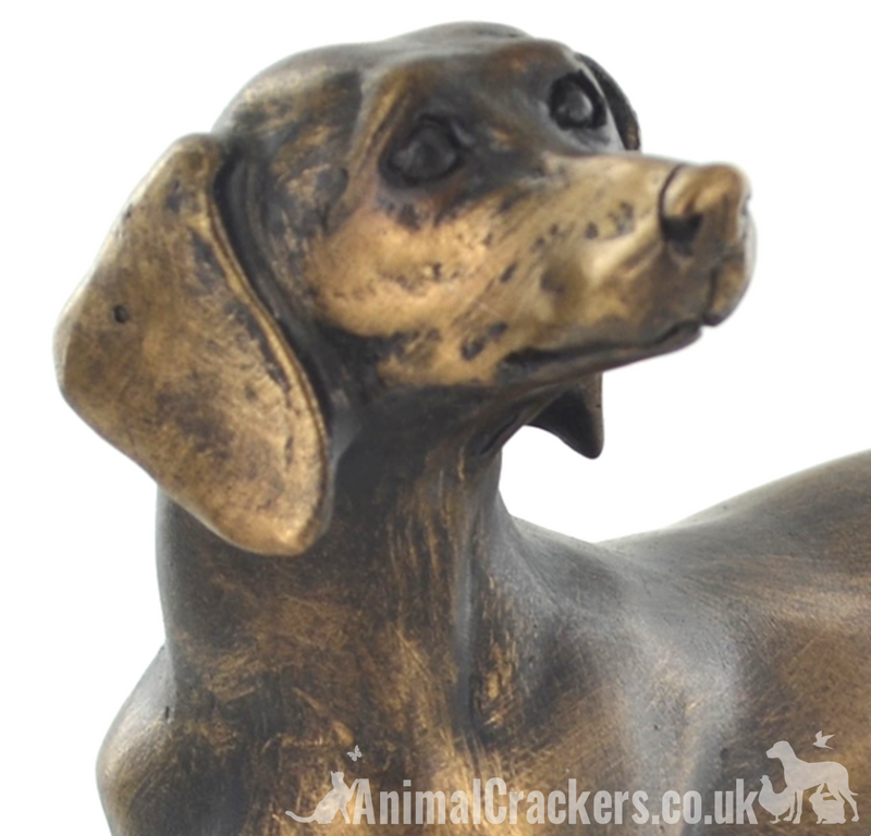 18cm Bronze effect Dachshund ornament figurine, Sausage Dog lover gift