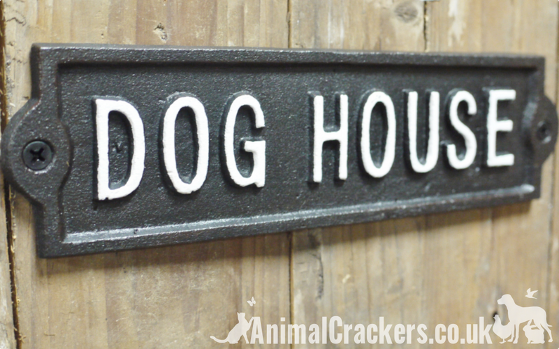Heavy cast iron oblong THE DOG HOUSE kennel or house sign novelty dog lover gift