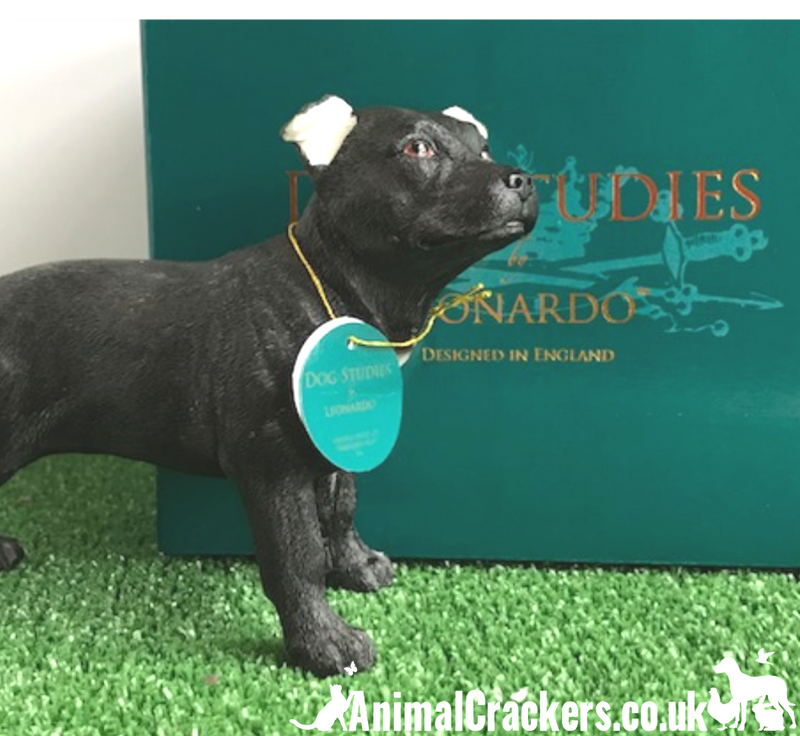 Black Staffordshire Bull Terrier 'Staffie' ornament from Leonardo, gift boxed