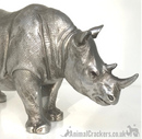Rhino ornament, heavy antique silver effect, 26cm