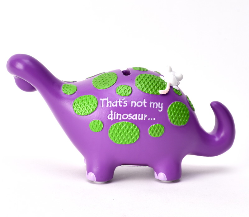 Dinosaur Money Box 'That's not my' range bright Purple with Green 'touchy feely' trim