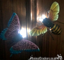 Large 39cm bright coloured metal solar powered light up Butterfly ornament wall art decoration