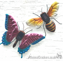 Large 39cm bright coloured metal solar powered light up Butterfly ornament wall art decoration
