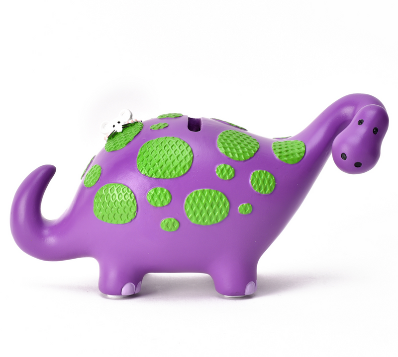 Dinosaur Money Box 'That's not my' range bright Purple with Green 'touchy feely' trim