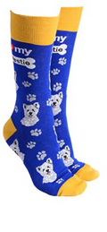 West Highland Terrier design socks with 'I love my Westie' text, quality Unisex One Size stocking filler