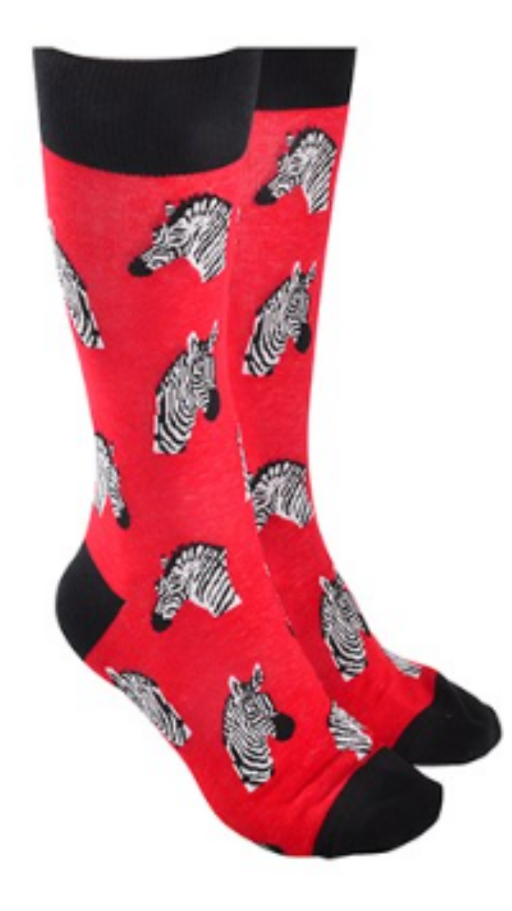 Zebra design Socks quality Cotton mix one size Women or Men, novelty Safari animal lover gift