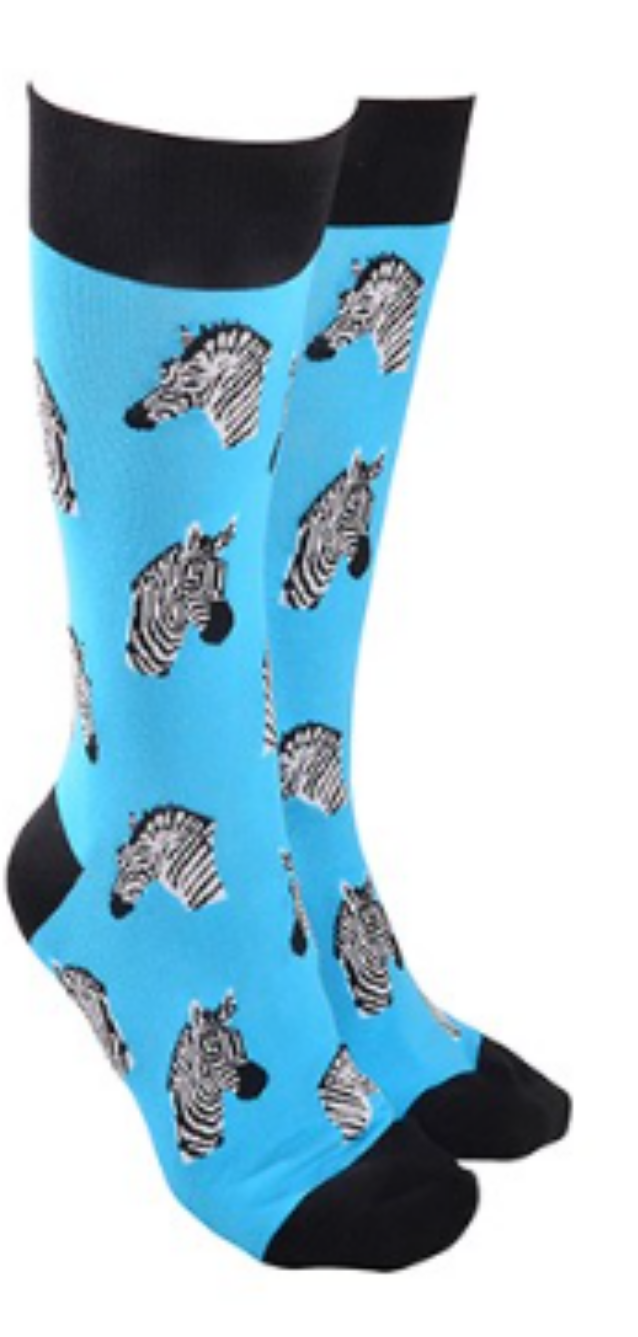 Zebra design Socks quality Cotton mix one size Women or Men, novelty Safari animal lover gift