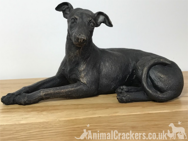 20cm Laying Greyhound ornament figurine decoration bronze effect Dog Lover Gift