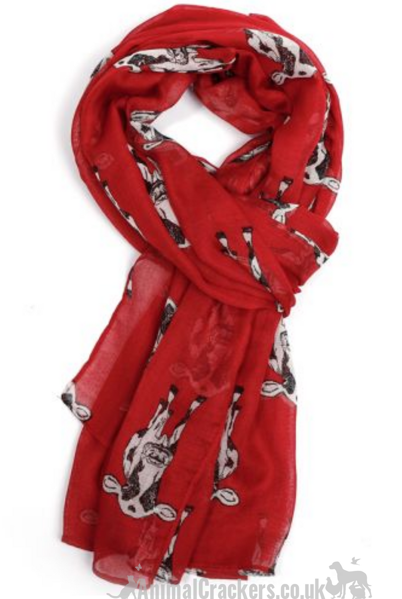 Ladies lightweight Dairy Cow design Scarf Sarong in choice of colours, great Farmer or Frisian Cow lover gift and stocking filler!