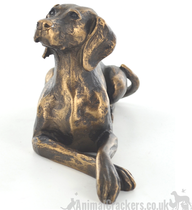 23cm Bronze effect laying Weimaraner ornament, figurine designed by Harriet Glen