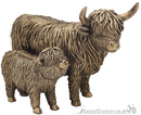 Leonardo Bronzed Mother & Calf Highland Cows ornament sculpture figurine, gift boxed