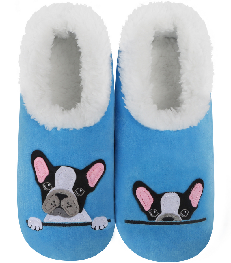 Ladies Snoozies Pairables Blue French Bulldog Cosy washable Slippers Frenchie lover gift