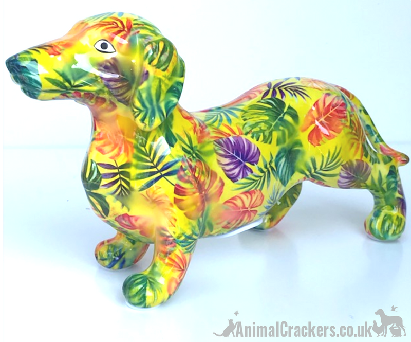 Pomme Pidou 'Frankie' standing Dachshund colourful ceramic Money Box Sausage Dog lover gift - great choice of colours!